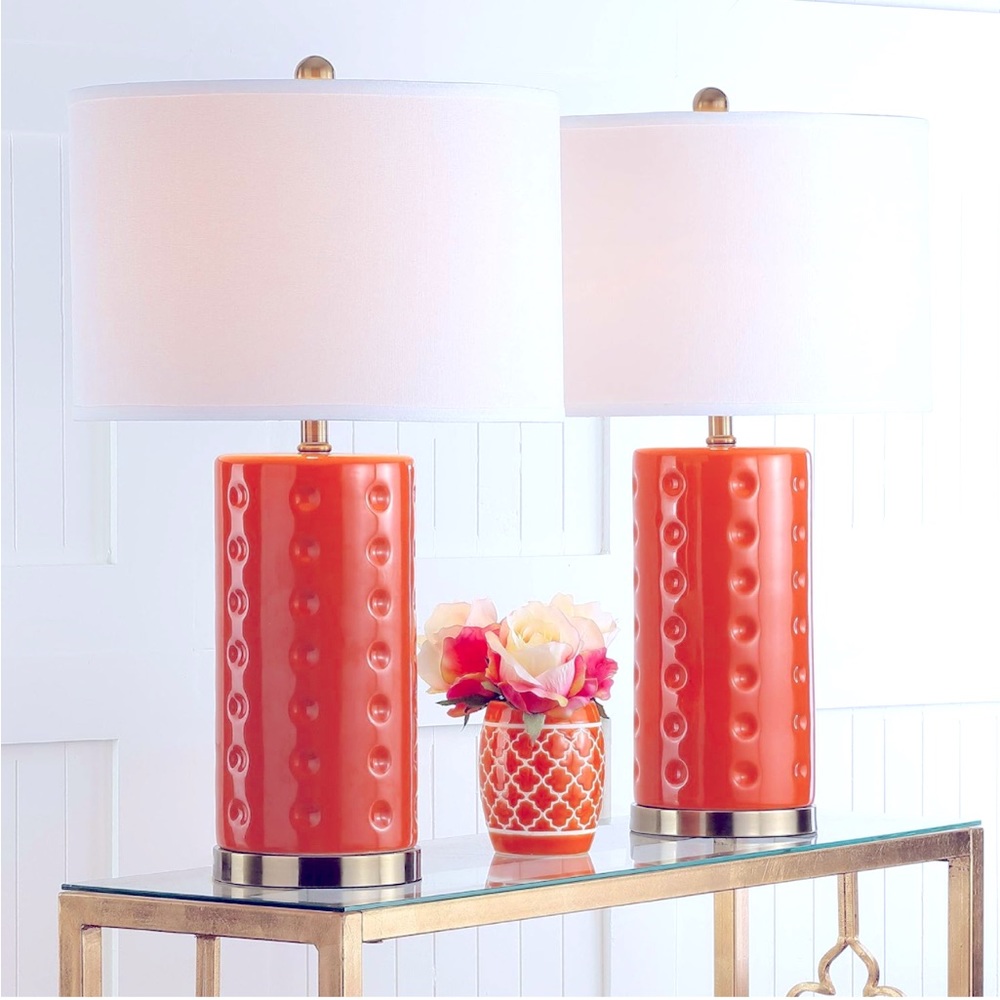 Two Safavieh Orange Table Lamps